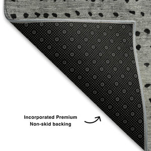 HomeRoots 5' X 8' Contemporary Purple, Charcoal & Gray Abstract Washable Area Rug with UV Protection & Durability 710821
