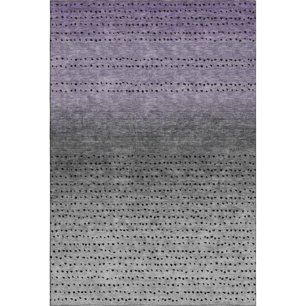 HomeRoots 8' Washable Round Rug in Purple, Charcoal & Gray - UV Protected, Stain Resistant, Soft Comfort! 710822