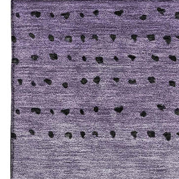 HomeRoots 8' Washable Round Rug in Purple, Charcoal & Gray - UV Protected, Stain Resistant, Soft Comfort! 710822