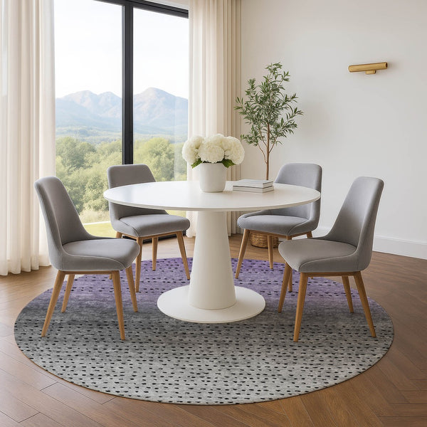 HomeRoots 8' X 10' Modern Purple Charcoal Gray Abstract Washable Area Rug with UV Protection & Non-Slip Backing 710823