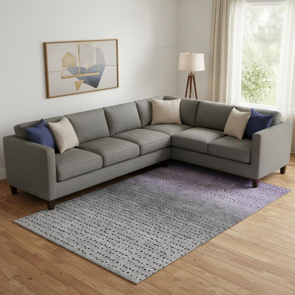 HomeRoots 10' X 14' Purple Charcoal & Gray Abstract Washable Area Rug - UV Protection for Busy Homes! 710825