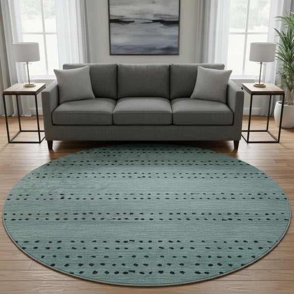 HomeRoots 8' X 10' Teal Charcoal Gray Abstract Washable Area Rug - UV Protected, Non-Slip for High Traffic Areas 710829