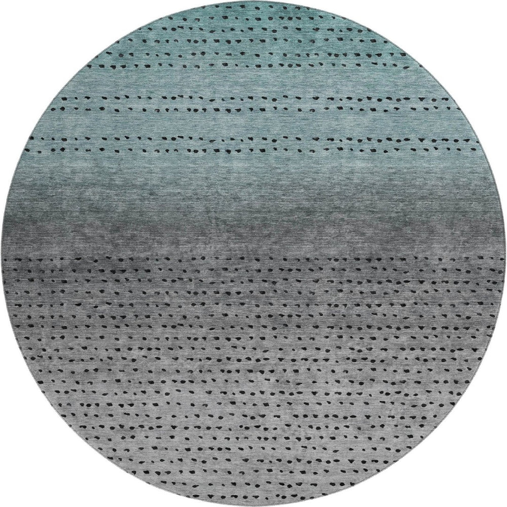 HomeRoots 8' X 10' Teal Charcoal Gray Abstract Washable Area Rug - UV Protected, Non-Slip for High Traffic Areas 710829