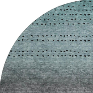 HomeRoots 8' X 10' Teal Charcoal Gray Abstract Washable Area Rug - UV Protected, Non-Slip for High Traffic Areas 710829