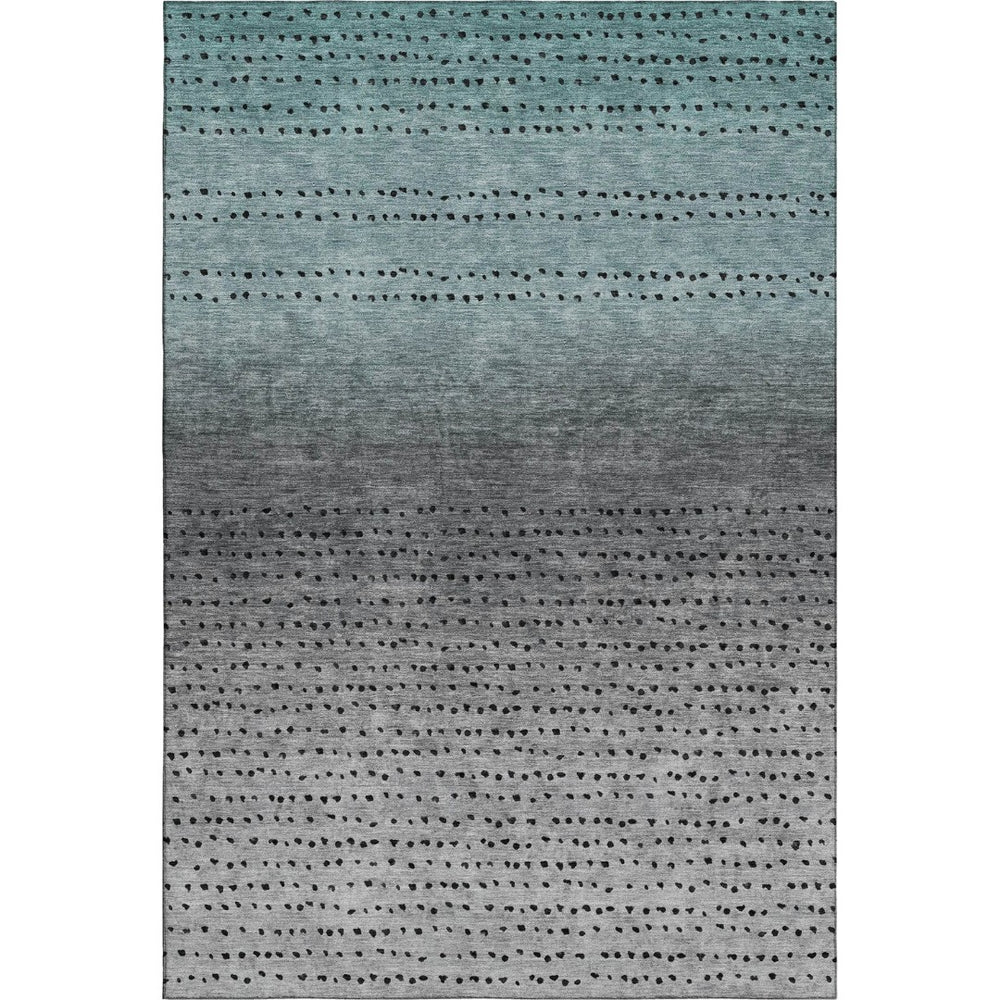 HomeRoots 9' X 12' Teal, Charcoal & Gray Abstract Area Rug - Washable, UV-Protected, Stain-Resistant Design! 710830