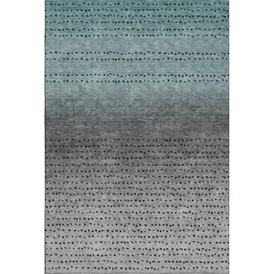 HomeRoots 9' X 12' Teal, Charcoal & Gray Abstract Area Rug - Washable, UV-Protected, Stain-Resistant Design! 710830