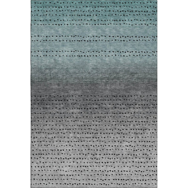 HomeRoots 9' X 12' Teal, Charcoal & Gray Abstract Area Rug - Washable, UV-Protected, Stain-Resistant Design! 710830