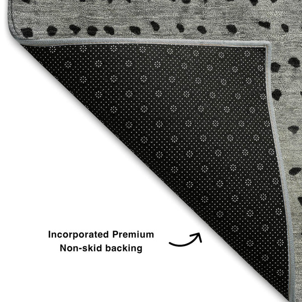 HomeRoots 9' X 12' Teal, Charcoal & Gray Abstract Area Rug - Washable, UV-Protected, Stain-Resistant Design! 710830