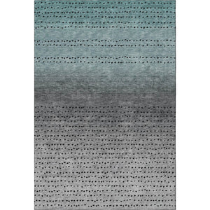 HomeRoots 10' X 14' Teal, Charcoal & Gray Abstract Area Rug - Washable, UV-Protected, Durable & Stylish! 710831