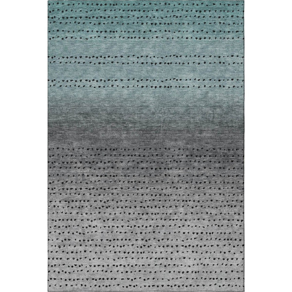 HomeRoots 10' X 14' Teal, Charcoal & Gray Abstract Area Rug - Washable, UV-Protected, Durable & Stylish! 710831