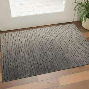 HomeRoots 5' X 8' Modern Taupe Charcoal Gray Abstract Washable Area Rug with UV Protection for High-Traffic Homes 710833