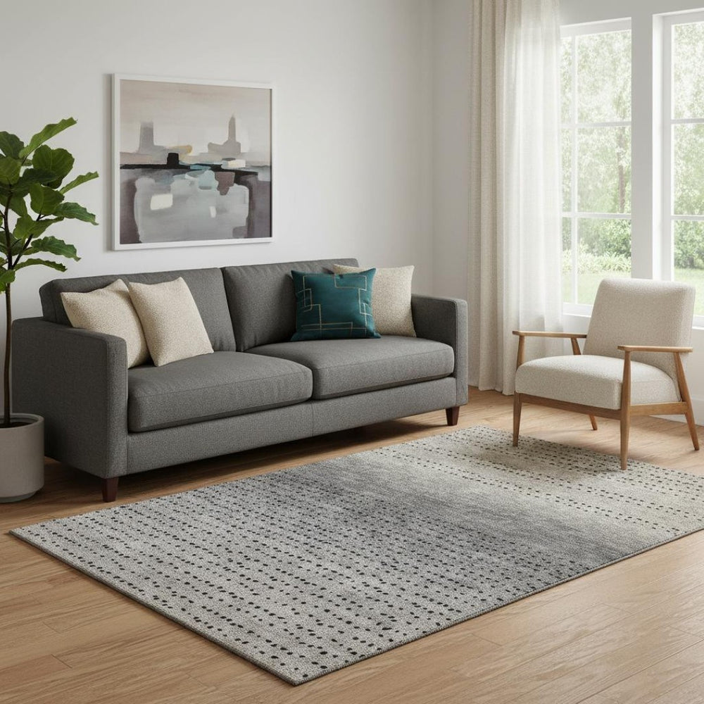 HomeRoots 8' Taupe Charcoal Gray Abstract Washable Round Rug – Stylish, Durable, UV-Protected for Any Space 710834