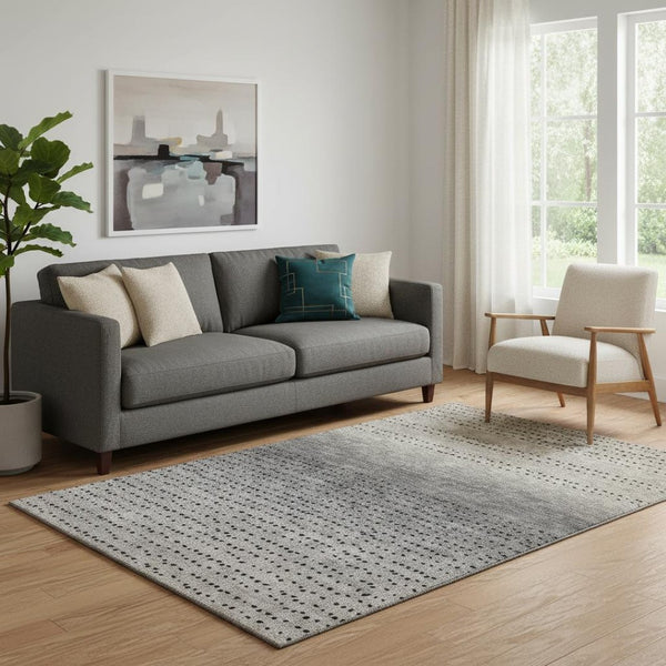 HomeRoots 8' Taupe Charcoal Gray Abstract Washable Round Rug – Stylish, Durable, UV-Protected for Any Space 710834