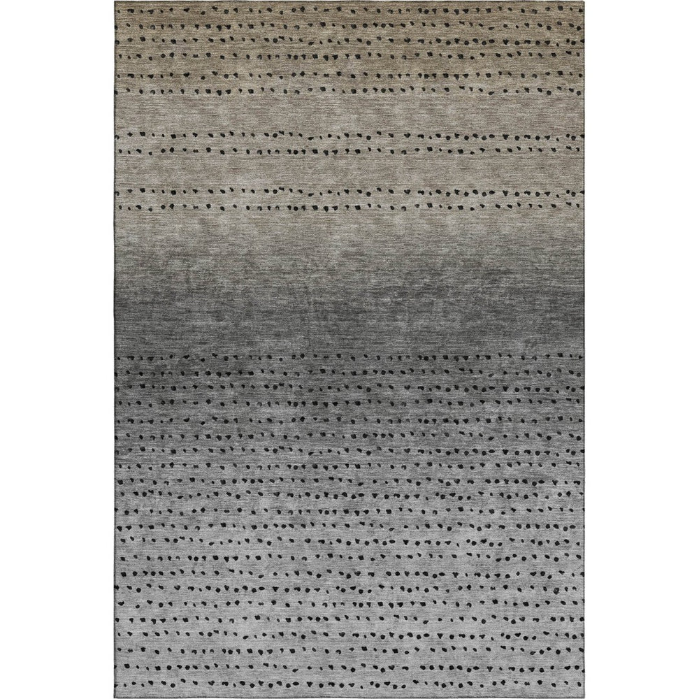 HomeRoots 9' X 12' Washable Taupe Charcoal & Gray Abstract Area Rug - UV Protected, Durable for High Traffic Areas 710836