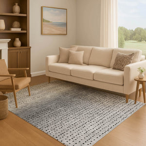 HomeRoots 9' X 12' Washable Taupe Charcoal & Gray Abstract Area Rug - UV Protected, Durable for High Traffic Areas 710836