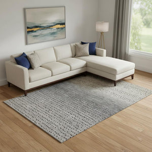 HomeRoots 10' X 14' Modern Abstract Washable Area Rug in Taupe Charcoal Gray - Stain Resistant & UV Protected 710837