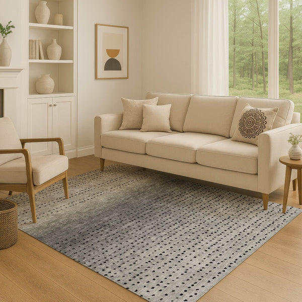 HomeRoots 10' X 14' Modern Abstract Washable Area Rug in Taupe Charcoal Gray - Stain Resistant & UV Protected 710837