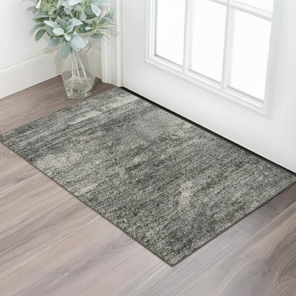 HomeRoots 5' X 8' Washable Area Rug in Gold, Charcoal & Gray - Durable, Stain-Resistant, UV Protected Design 710845