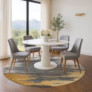 HomeRoots 8' X 10' Washable Area Rug in Gold, Charcoal & Gray – Stain-Resistant, UV Protected, Modern Style 710847