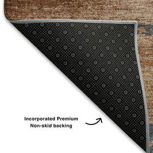 HomeRoots 5' X 8' Modern Abstract Rust Charcoal Gray Area Rug - Washable, Stain Resistant, UV Protected & Durable 710851