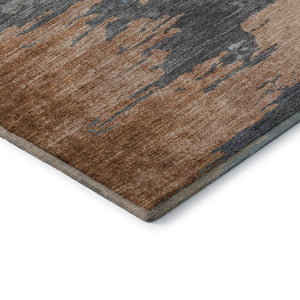 HomeRoots 5' X 8' Modern Abstract Rust Charcoal Gray Area Rug - Washable, Stain Resistant, UV Protected & Durable 710851