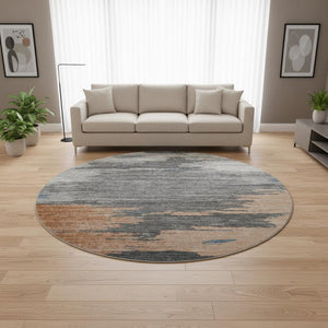 HomeRoots 8' x 10' Washable Area Rug in Rust, Charcoal & Gray - Durable, Stain Resistant, Modern Abstract Design 710853