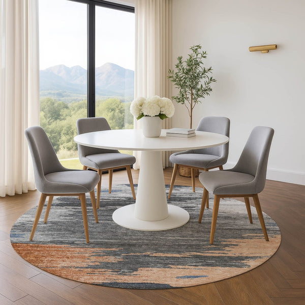 HomeRoots 8' x 10' Washable Area Rug in Rust, Charcoal & Gray - Durable, Stain Resistant, Modern Abstract Design 710853