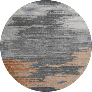 HomeRoots 8' x 10' Washable Area Rug in Rust, Charcoal & Gray - Durable, Stain Resistant, Modern Abstract Design 710853