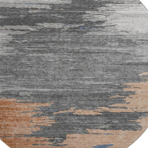 HomeRoots 8' x 10' Washable Area Rug in Rust, Charcoal & Gray - Durable, Stain Resistant, Modern Abstract Design 710853