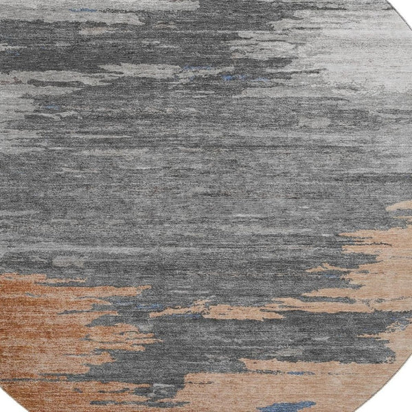 HomeRoots 8' x 10' Washable Area Rug in Rust, Charcoal & Gray - Durable, Stain Resistant, Modern Abstract Design 710853