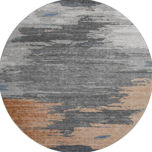 HomeRoots 8' x 10' Washable Area Rug in Rust, Charcoal & Gray - Durable, Stain Resistant, Modern Abstract Design 710853
