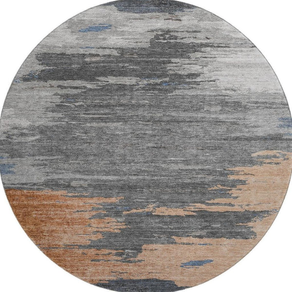 HomeRoots 8' x 10' Washable Area Rug in Rust, Charcoal & Gray - Durable, Stain Resistant, Modern Abstract Design 710853