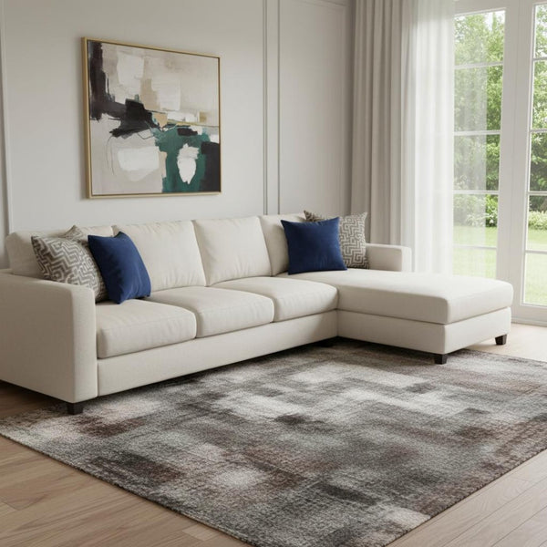 HomeRoots 9' X 12' Abstract Washable Area Rug in Rust, Charcoal & Gray - UV Protection for Busy Spaces 710854