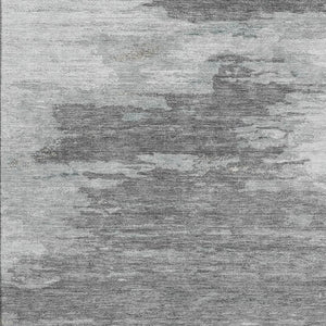 HomeRoots 5' X 8' Stylish Teal Charcoal Gray Abstract Area Rug - Washable, UV Protected, Pet-Friendly Design 710857