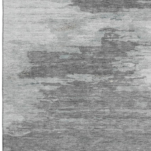HomeRoots 9' X 12' Teal Charcoal Abstract Washable Area Rug – UV Protected, Stain-Resistant, Modern Design 710860