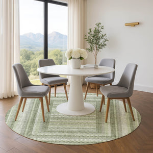 HomeRoots 8' X 10' Artichoke Green & Gray Geometric Washable Area Rug with UV Protection for High Traffic Areas 710865