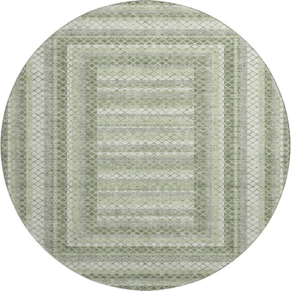 HomeRoots 8' X 10' Artichoke Green & Gray Geometric Washable Area Rug with UV Protection for High Traffic Areas 710865