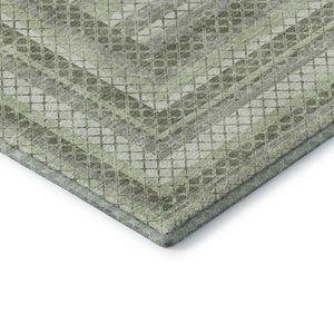 HomeRoots 8' X 10' Artichoke Green & Gray Geometric Washable Area Rug with UV Protection for High Traffic Areas 710865