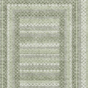 HomeRoots 9' X 12' Artichoke Green Geometric Area Rug – Washable, UV-Protected, Modern Style for High Traffic Spaces 710866