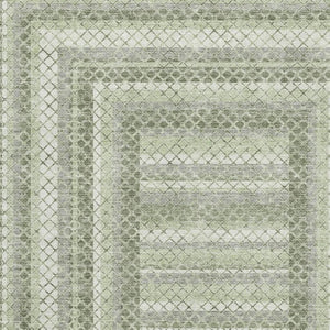 HomeRoots 10' Artichoke Green Geometric Washable Area Rug - UV Protected, Durable, Stylish for Homes & Families 710867