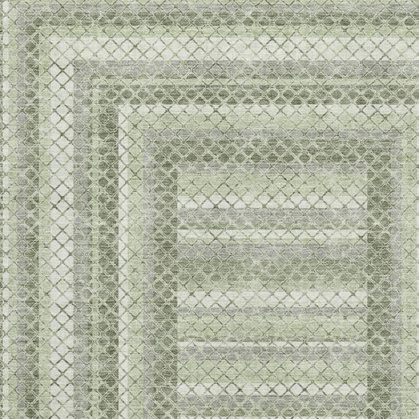 HomeRoots 10' Artichoke Green Geometric Washable Area Rug - UV Protected, Durable, Stylish for Homes & Families 710867