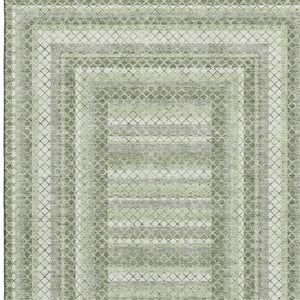 HomeRoots 10' Artichoke Green Geometric Washable Area Rug - UV Protected, Durable, Stylish for Homes & Families 710867