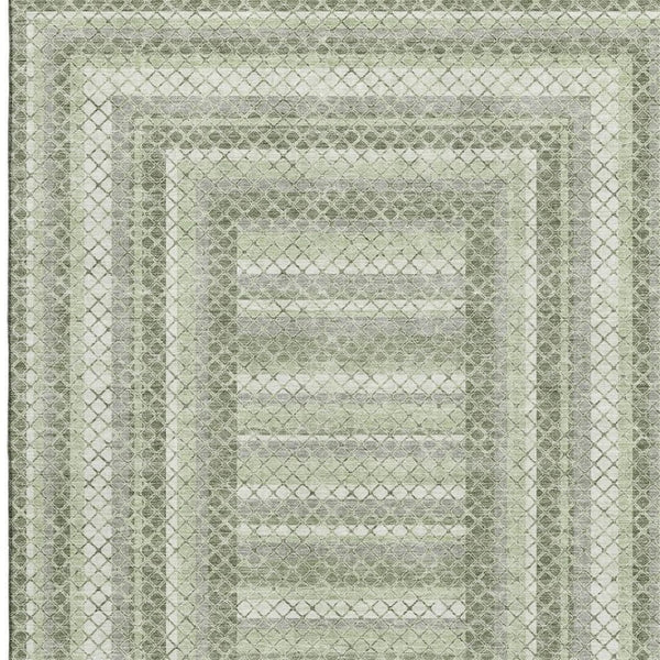 HomeRoots 10' Artichoke Green Geometric Washable Area Rug - UV Protected, Durable, Stylish for Homes & Families 710867