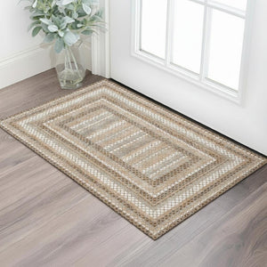 HomeRoots 5' X 8' Chocolate Ivory Beige Geometric Area Rug - Washable, UV Protected, Modern Style for Homes 710869