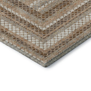 HomeRoots 5' X 8' Chocolate Ivory Beige Geometric Area Rug - Washable, UV Protected, Modern Style for Homes 710869