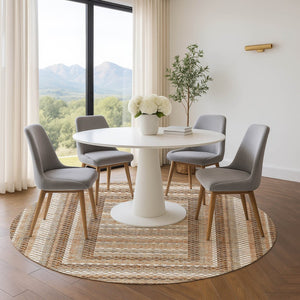 HomeRoots 8' X 10' Chocolate Ivory Beige Geometric Area Rug - Washable, Stain-Resistant, UV Protected Comfort 710871
