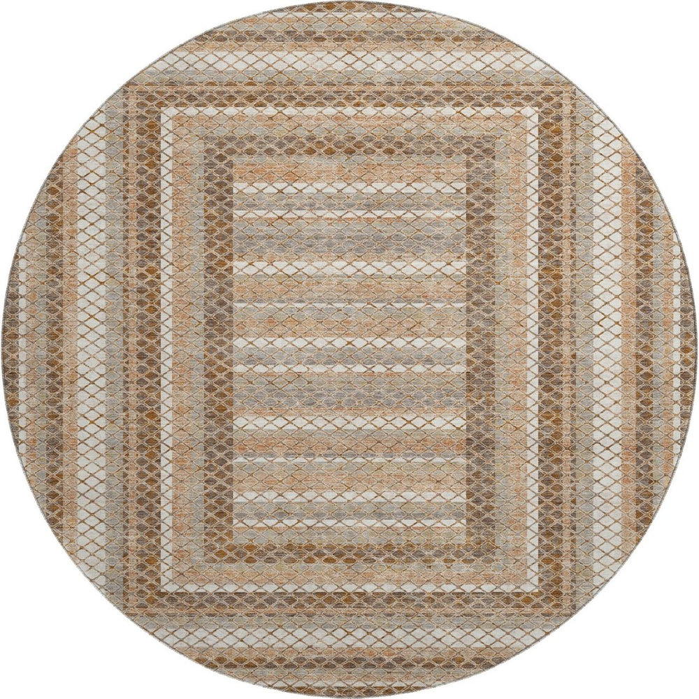 HomeRoots 8' X 10' Chocolate Ivory Beige Geometric Area Rug - Washable, Stain-Resistant, UV Protected Comfort 710871