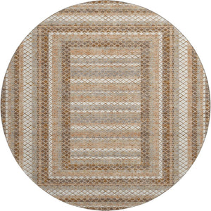 HomeRoots 8' X 10' Chocolate Ivory Beige Geometric Area Rug - Washable, Stain-Resistant, UV Protected Comfort 710871