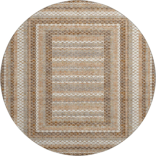 HomeRoots 8' X 10' Chocolate Ivory Beige Geometric Area Rug - Washable, Stain-Resistant, UV Protected Comfort 710871