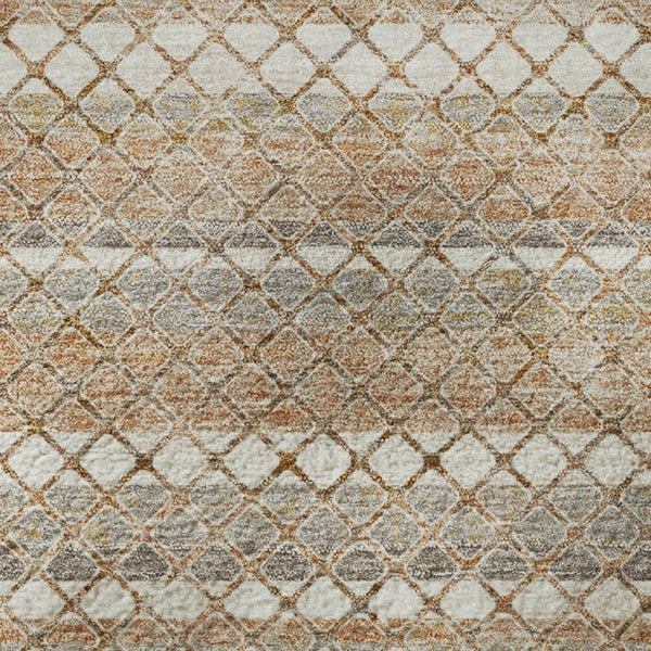 HomeRoots 8' X 10' Chocolate Ivory Beige Geometric Area Rug - Washable, Stain-Resistant, UV Protected Comfort 710871